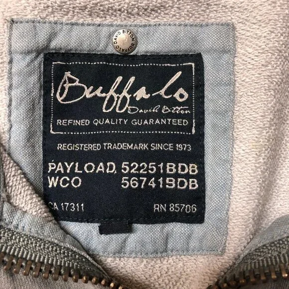 Buffalo David Bitton Distredded Grey Zip Up Lightweight Jacket Medium - Picture 4 of 11